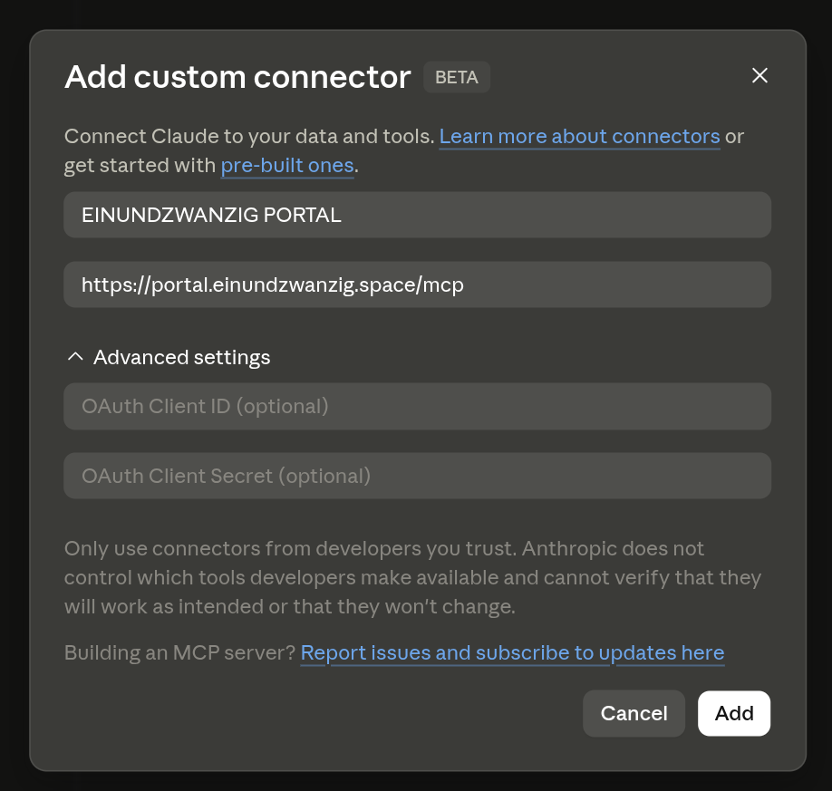 Add the connector